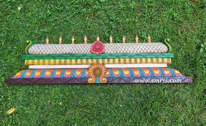 Gopuram Wood Carving Wall Hanging Customized Size and Color Mahogany Wood Pooja Room Entrance Door Traditional Chettinad Indian Handicrafts