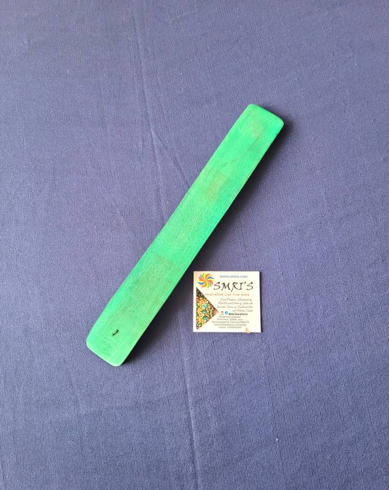 Green incense holder return gifts Agarbatti stand wooden Hand Pianted (10 H * 1.5 L * 0.5 W) Inches