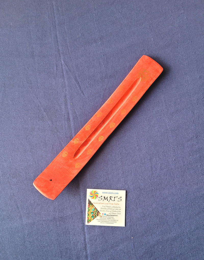 Red incense holder return gifts Agarbatti stand wooden Hand Pianted (10 H * 1.5 L * 0.5 W) Inches