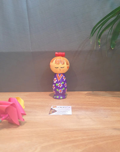 Japanese Single Doll Violet in wood carving hand painted made in india (6H * 2.5L * 2.5W) inches Showpiece Home Decor