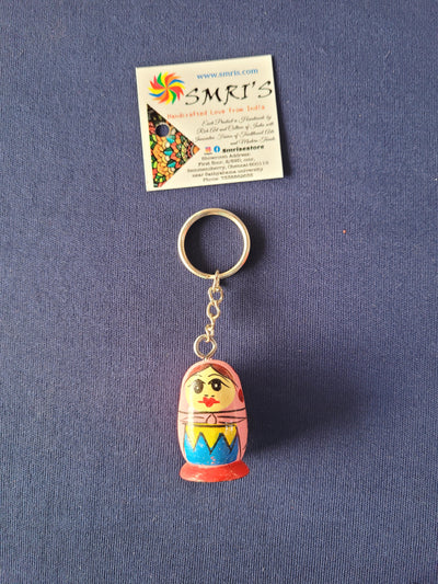 Lady Doll Key chain key ring return gifts wooden Indian handicrafts (4H * 0.5L * 0.5W) Inches