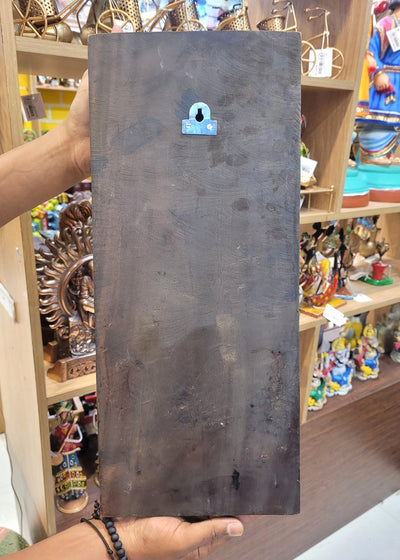 Goddess Lakshmi and 2 Parrot Wooden Wall Panel Mahogany Wooden Carving Wall Frame Hanging Decor Traditional Chettinad Indian Handicrafts (18H x 8L x 2W Inches)