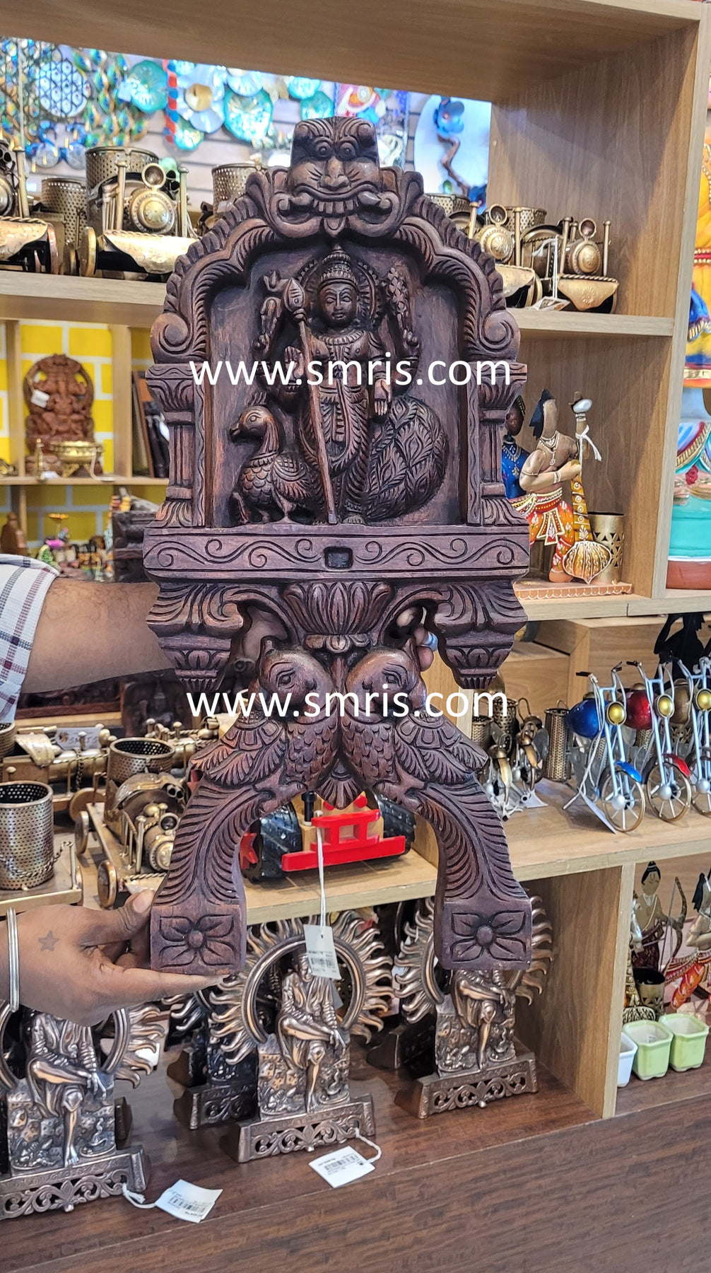 Lord Murugar Rosewood Color handcrafted Wooden Murugar With Twin Parro ...