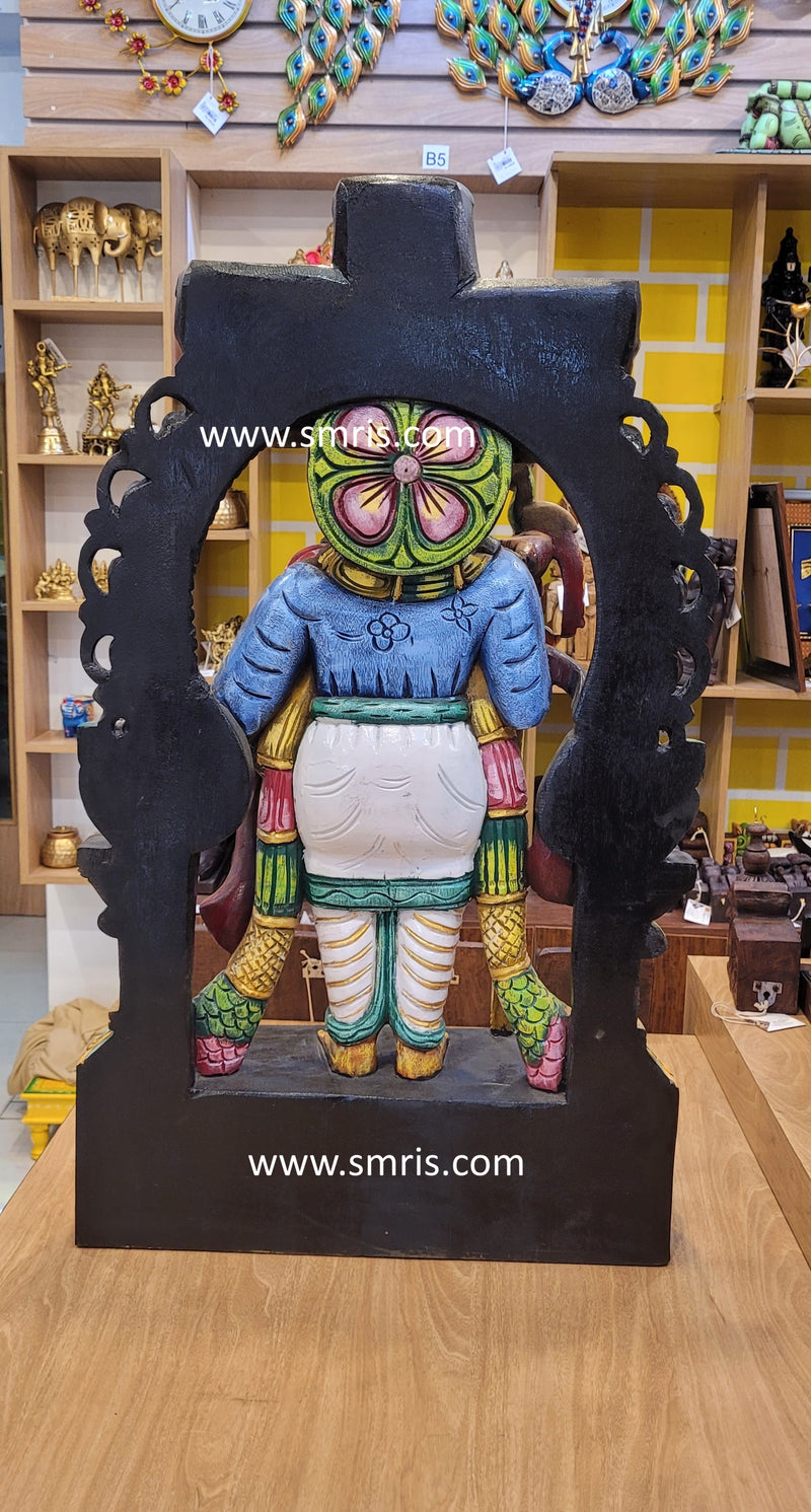 Lord Murugar Wooden Statue With Prabavali Sculpture Idol Multicolor 36 ...