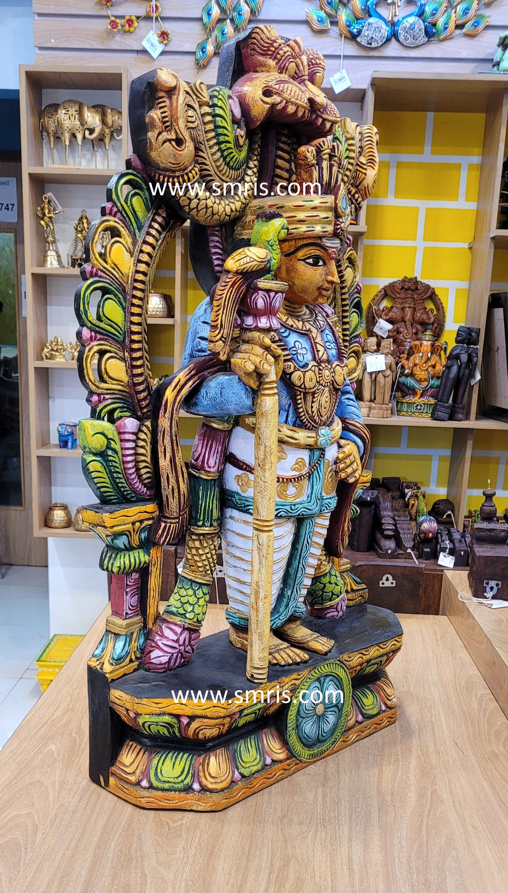 Lord Murugar Wooden Statue With Prabavali Sculpture Idol Multicolor 36 ...