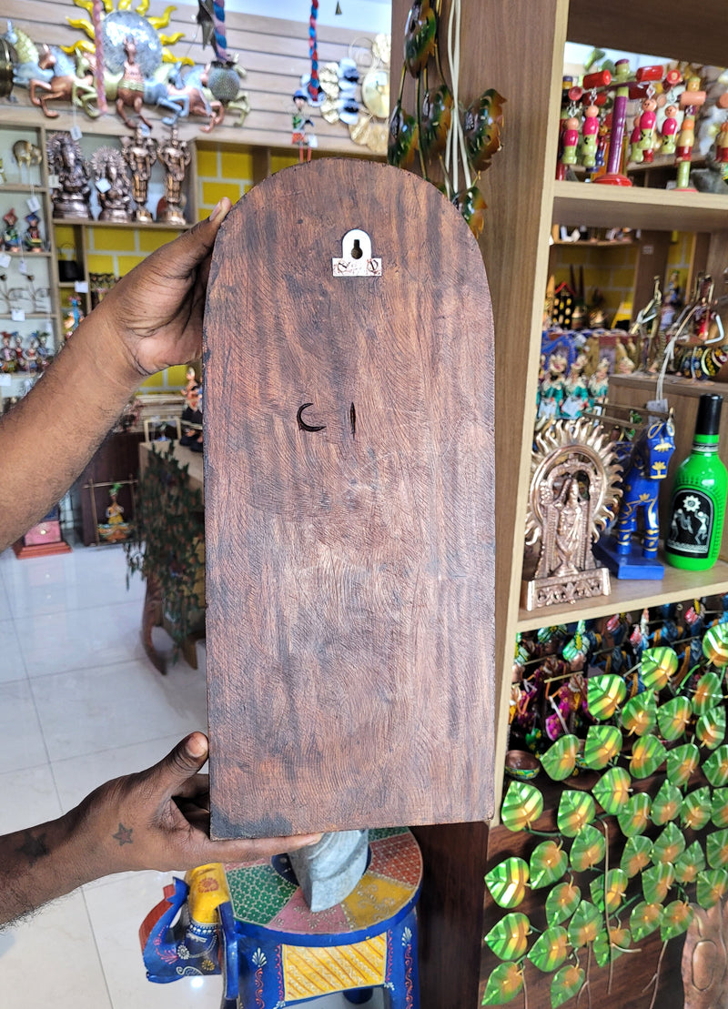 Madurai Meenakshi Amman wood carving Panel beautiful Indian Handicrafts ( 18 H * 8 L * 2 W ) Inches