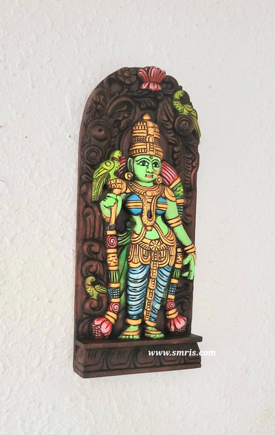 Madurai Meenakshi Amman wood carving Panel beautiful Indian Handicrafts ( 18 H * 8 L * 2 W ) Inches