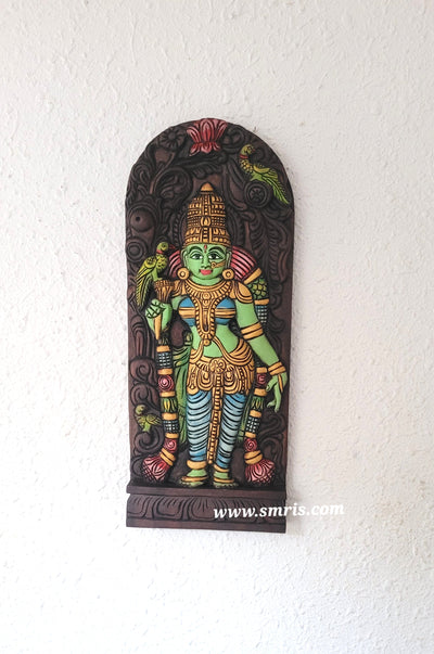Madurai Meenakshi Amman wood carving Panel beautiful Indian Handicrafts ( 24 H * 10 L * 2 W ) Inches