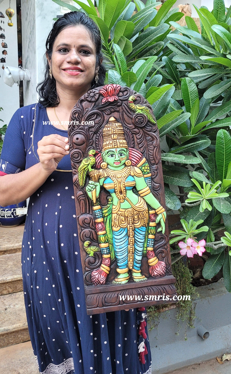 Madurai Meenakshi Amman wood carving Panel beautiful Indian Handicrafts ( 24 H * 10 L * 2 W ) Inches