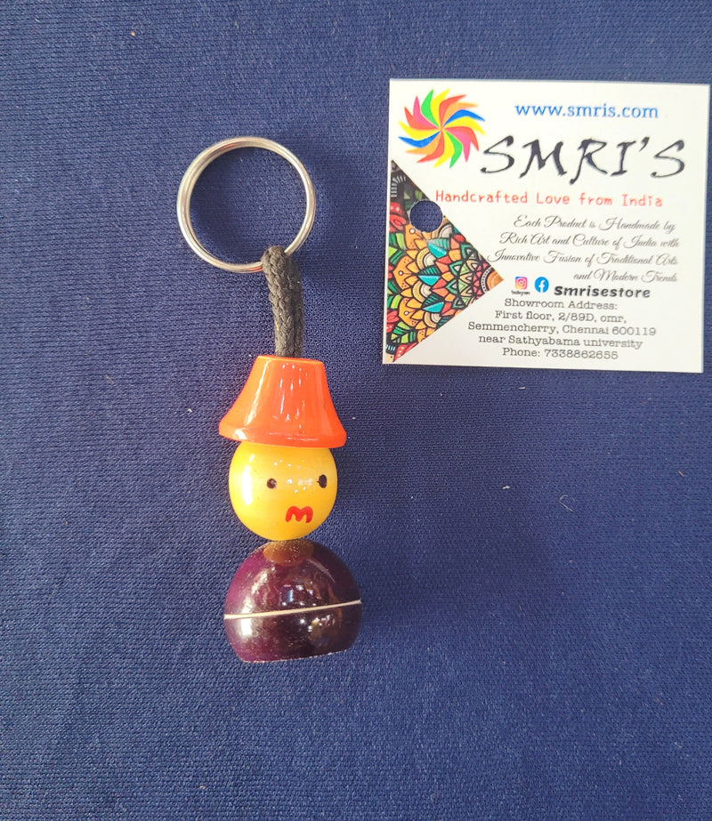 Wooden Man Key chain key ring Indian handicrafts 1L 1W inches