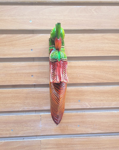 Traditional Handcarved Wooden Parrot Half green with half orange Wall Bracket / CORBEL  Wall Hanging Decor  ( 13 H * 6 L * 2 W )  inches