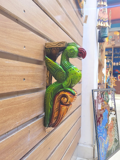 Traditional Handcarved Wooden Parrot Red/Green/orange Wall Bracket / CORBEL  Wall Hanging Decor ( 13 H * 6 L * 2 W )  inches