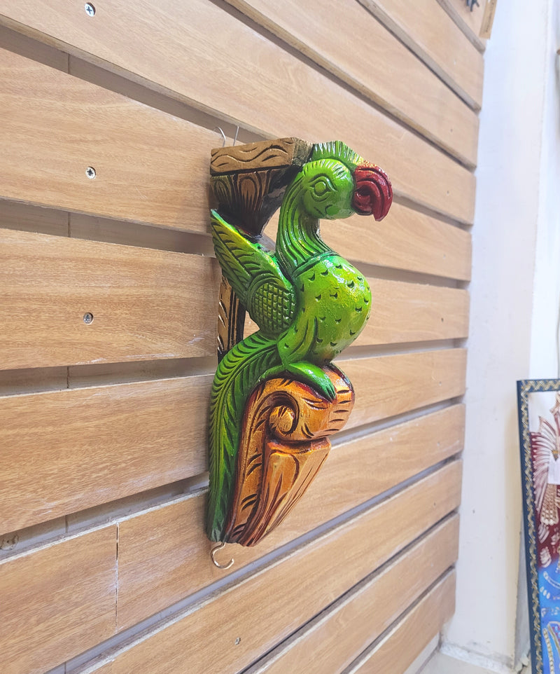 Traditional Handcarved Wooden Parrot Red/Green/orange Wall Bracket / CORBEL  Wall Hanging Decor ( 13 H * 6 L * 2 W )  inches