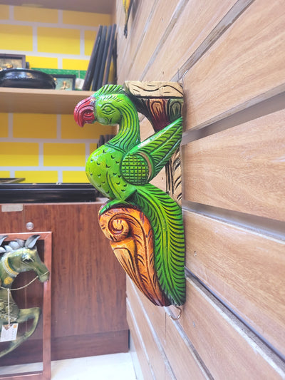 Traditional Handcarved Wooden Parrot Red/Green/orange Wall Bracket / CORBEL  Wall Hanging Decor ( 13 H * 6 L * 2 W )  inches