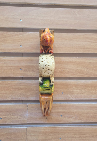 Traditional Handcarved Wooden Parrot Sandal/orange/Green Wall Bracket / CORBEL  Wall Hanging Decor  ( 13 H * 6 L * 2 W )  inches