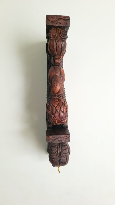 Parrot Bodhil Rosewood Colour Wall Bracket / Corbel Design 2 Mahogany Wood Carving Traditional Chettinad Indian Handicrafts (18H x 9L x 2.5W Inches)