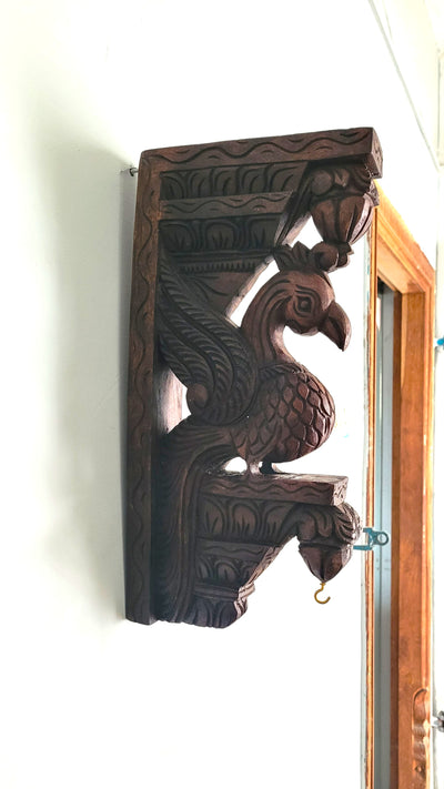 Vintage Wooden Wall Bracket Corbel Pair - Art Deco Style For Plants Or Lamps - Bodhil