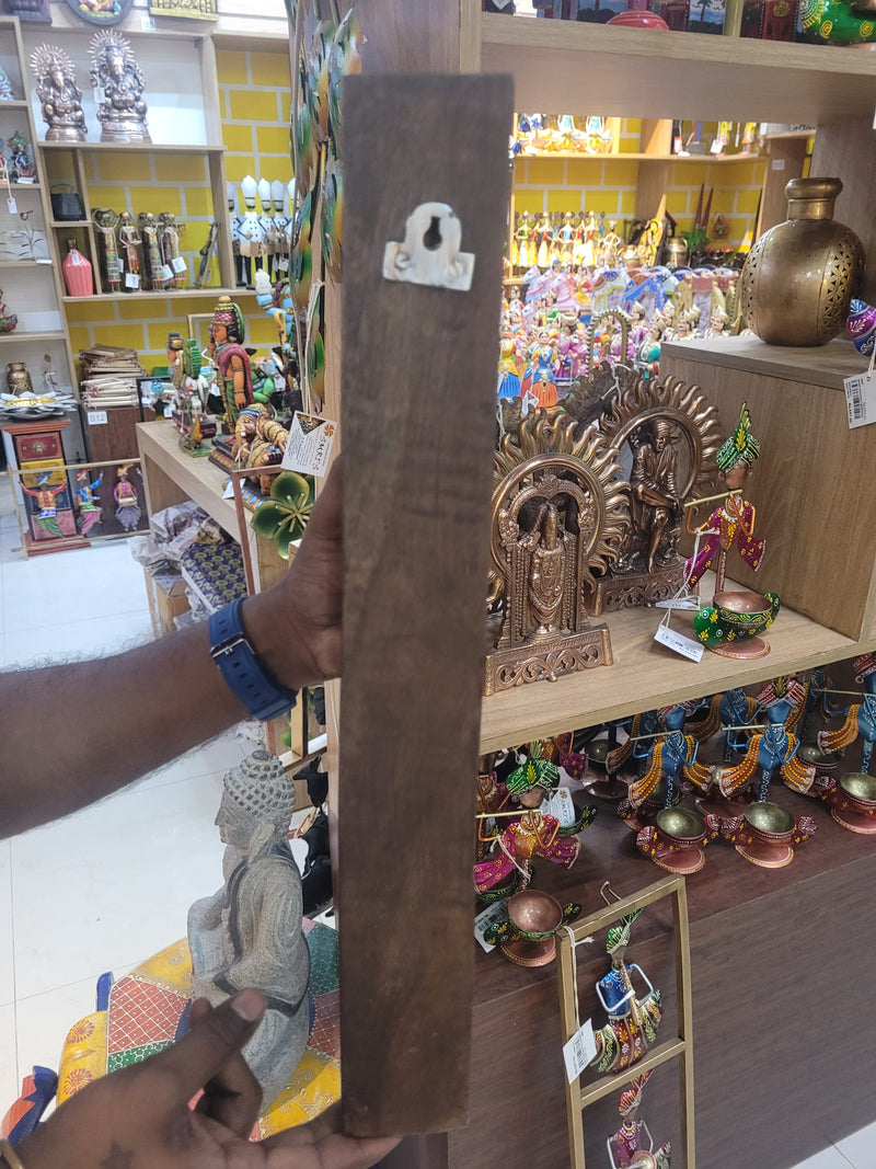 Peacock Rosewood Natural Colour double Bodhil Vagai Wood Carving Wall Bracket / Corbel Wall Handing Entrance Decor Puja Decor Traditional Chettinad Indian Handicrafts (18H x 9L x 2.5W Inches)