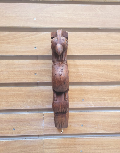 Traditional Handcarved Wooden Parrot Wall Bracket / CORBEL Brown Wall Hanging Decor ( 12.5 H * 6 L * 2.5 W ) inches