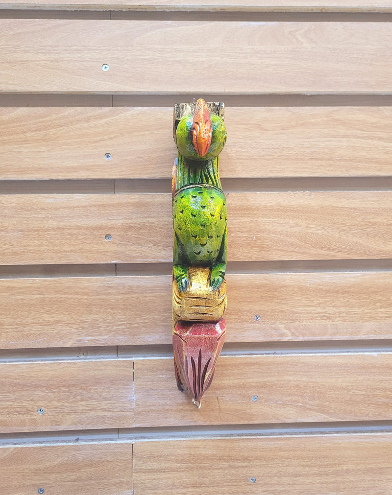 Traditional Handcarved Wooden Parrot Multicolor Wall Bracket / CORBEL Wall Hanging Decor ( 13 H * 6 L * 2 W )  inches