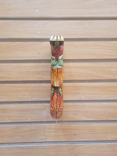 Traditional Handcarved Wooden Peacock Wall Bracket / CORBEL  multicolor Red Wall Hanging Decor ( 13 H * 6 L * 2.5 W ) inches
