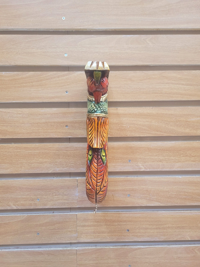 Traditional Handcarved Wooden Peacock Wall Bracket / CORBEL  multicolor Red Wall Hanging Decor ( 13 H * 6 L * 2.5 W ) inches