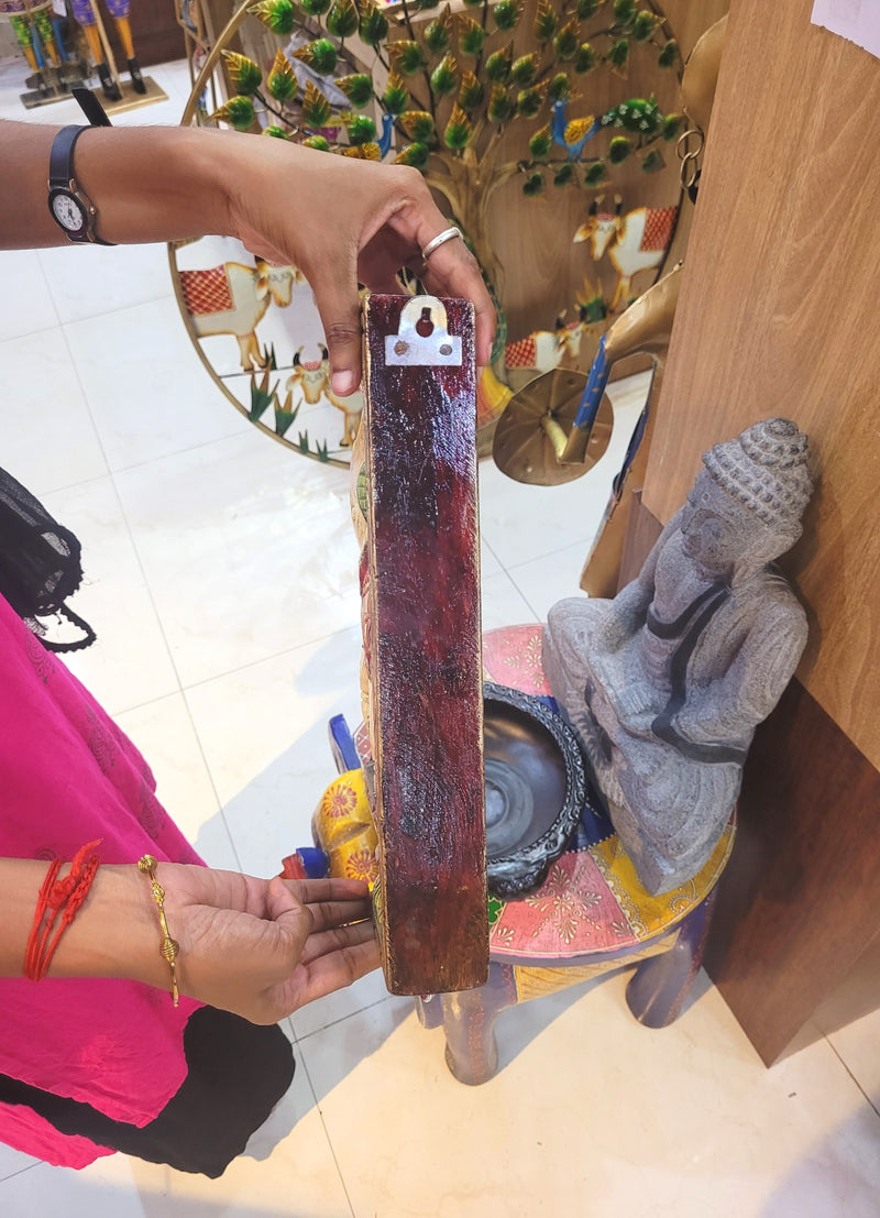 Traditional Handcarved Wooden Peacock Wall Bracket / CORBEL  multicolor Red Wall Hanging Decor ( 13 H * 6 L * 2.5 W ) inches