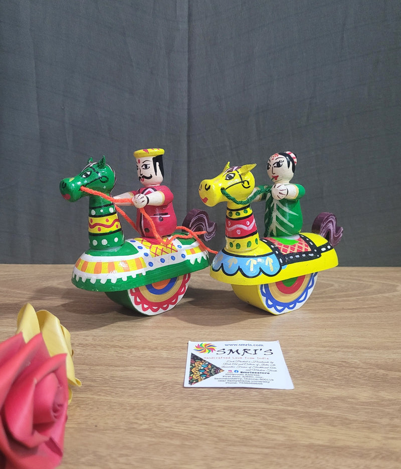 Wooden Poikkal Kudhurai Horse swing Doll (5 H * 4.5 H * 2.5 W) inches cute show pieces  indian handicrafts traditional