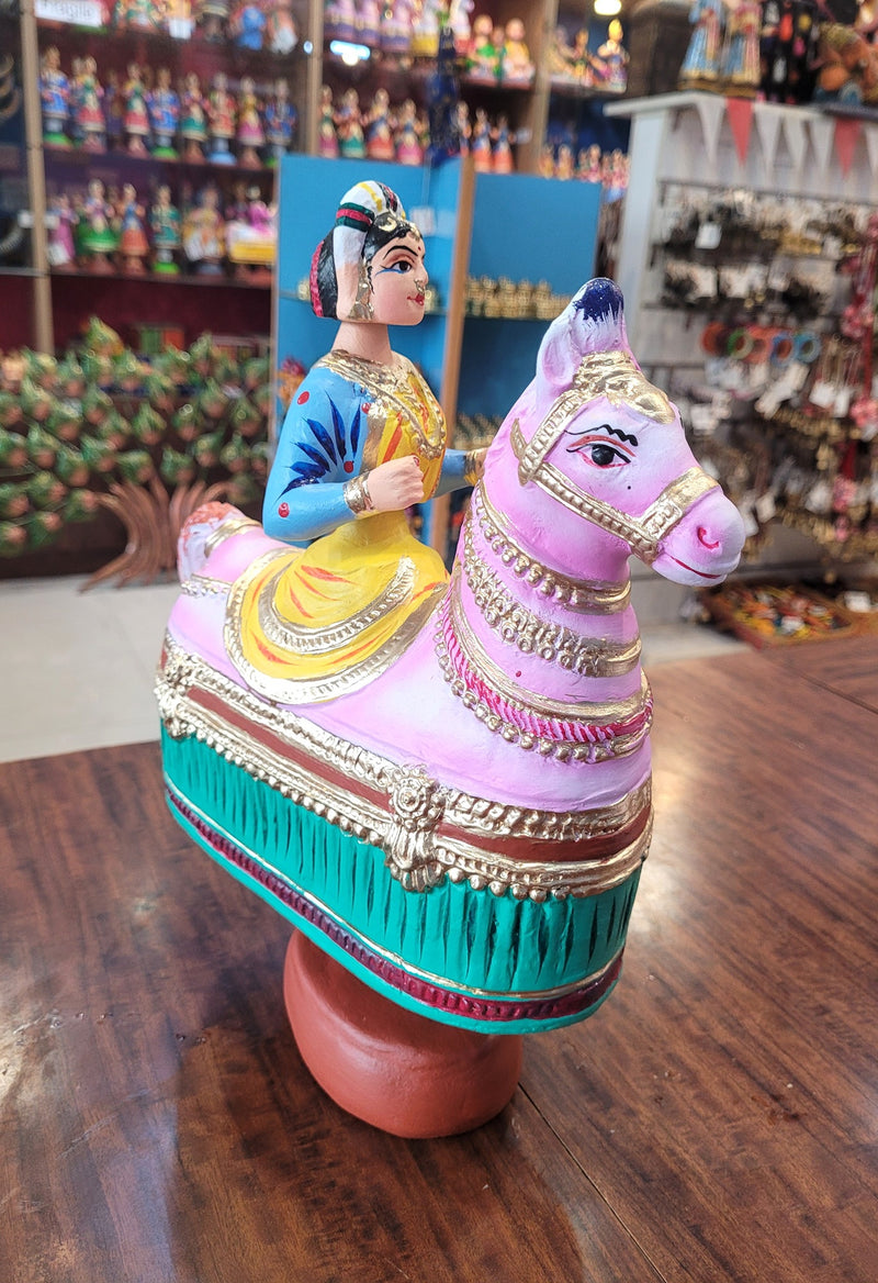 Poikkal Kuthirai Dancing Horse Woman doll (12 H * 10 L * 4W) inches Thanjavur Dolls Tamil Tradition