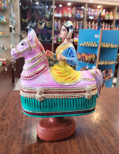 Poikkal Kuthirai Dancing Horse Woman doll (12 H * 10 L * 4W) inches Thanjavur Dolls Tamil Tradition