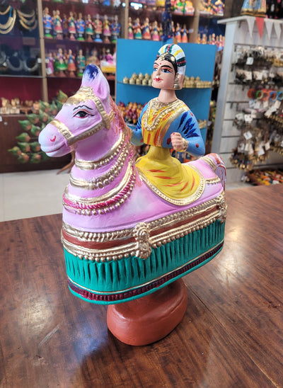 Poikkal Kuthirai Dancing Horse Woman doll (12 H * 10 L * 4W) inches Thanjavur Dolls Tamil Tradition