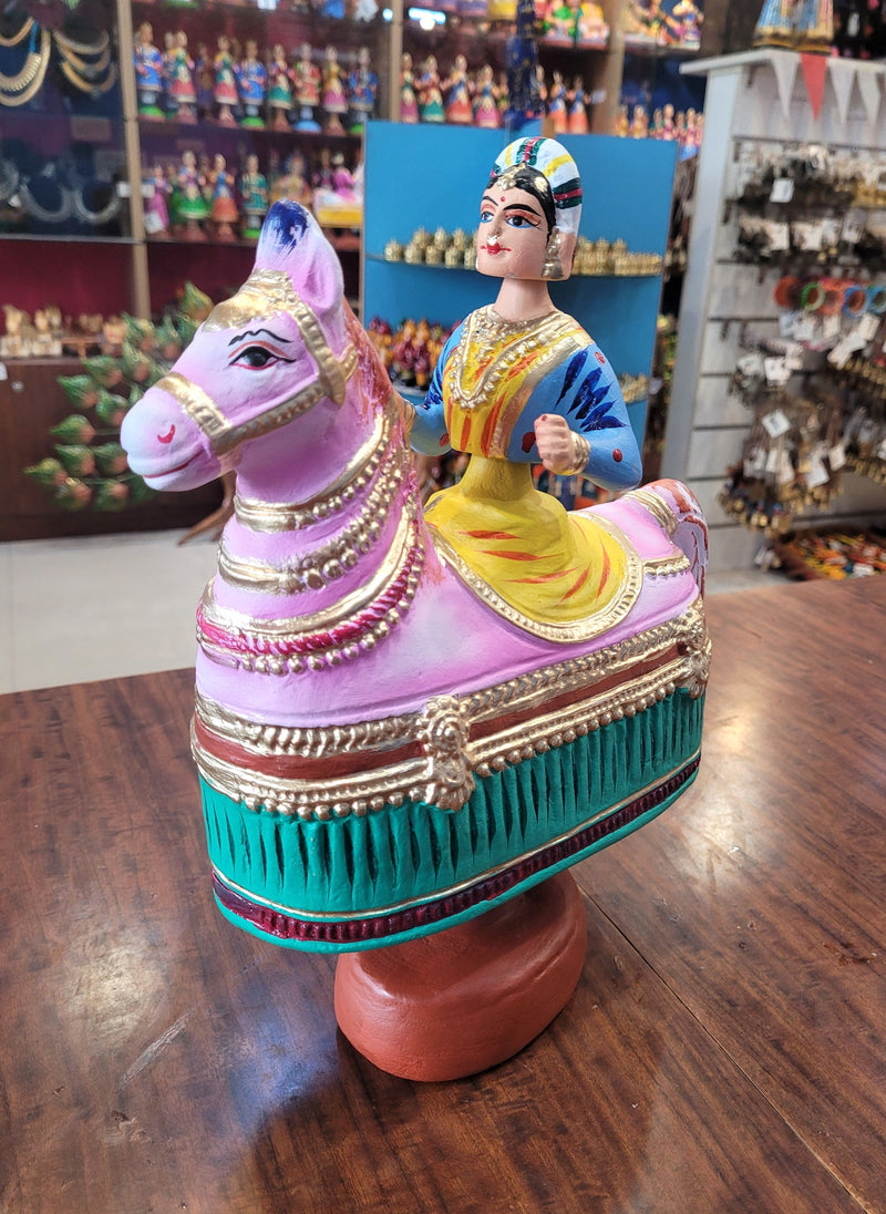 Poikkal Kuthirai Dancing Horse Woman doll (12 H * 10 L * 4W) inches Thanjavur Dolls Tamil Tradition