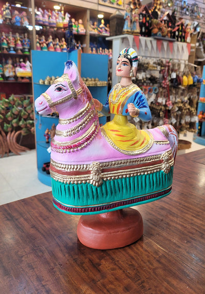 Poikkal Kuthirai Dancing Horse Woman doll (12 H * 10 L * 4W) inches Thanjavur Dolls Tamil Tradition