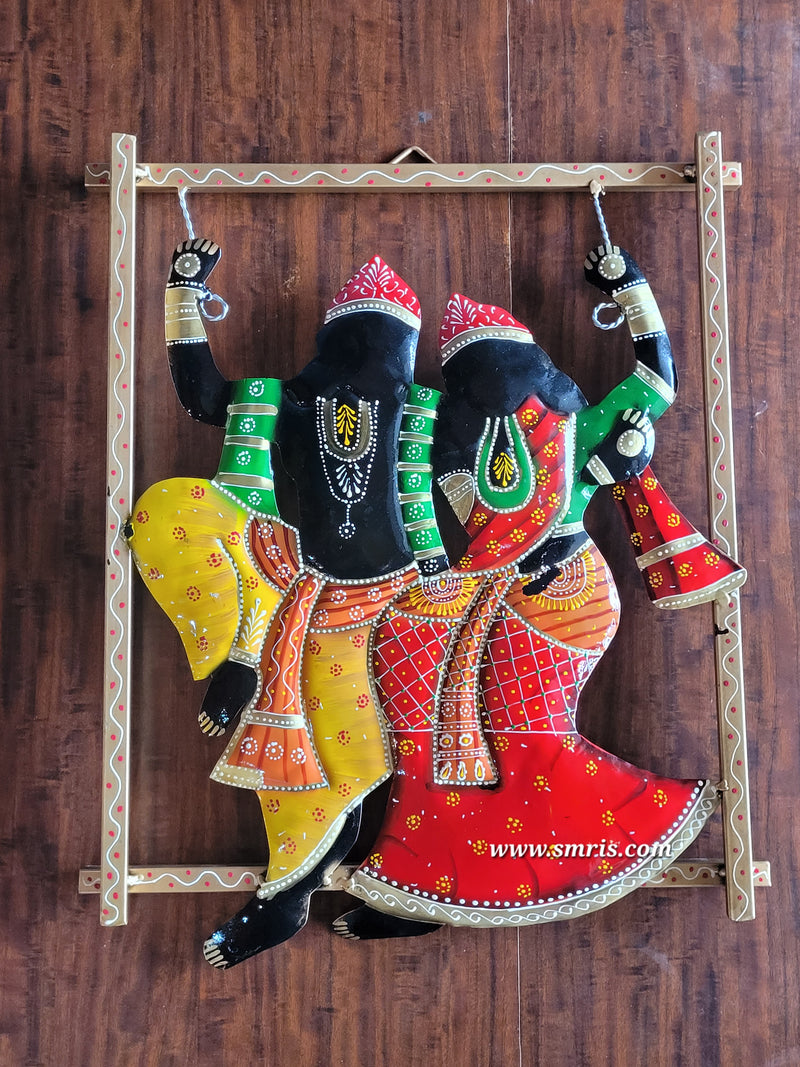 Radha Krishna Jhula Wall Frame Home Decor Iron Wedding Gift Anniversary Gifts Living Room Decor Pooja Room Decor Couple Gifts (17H * 14L * 1W Inches)