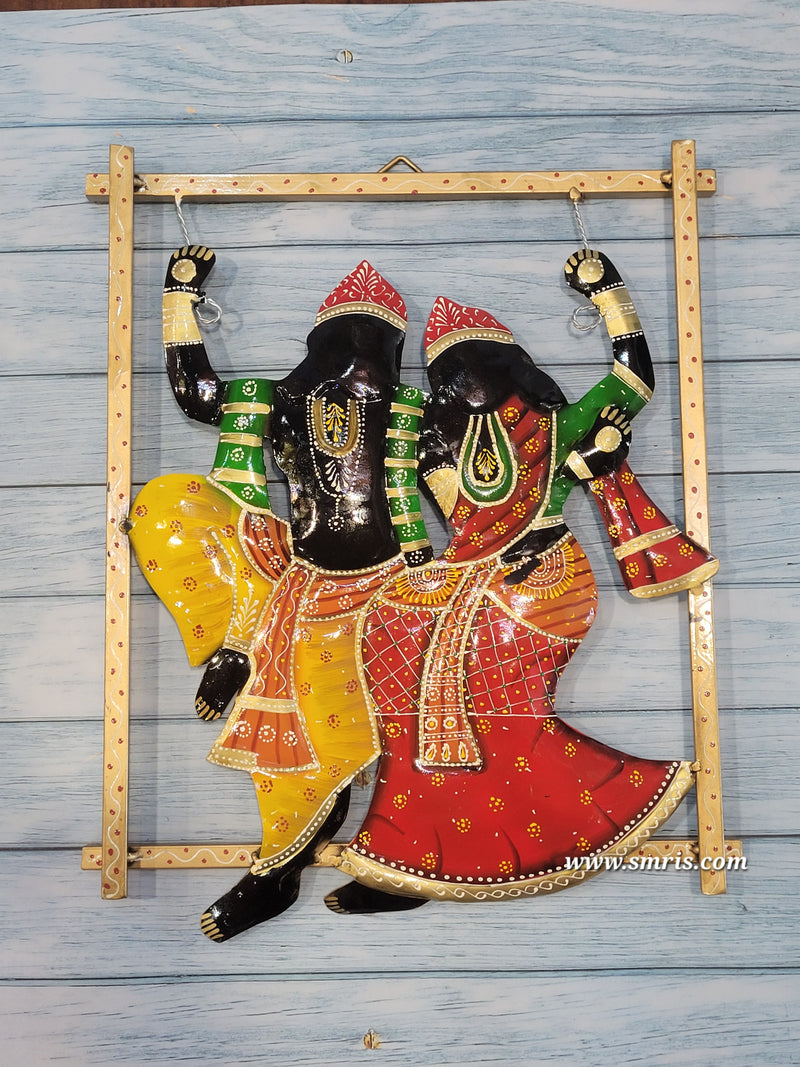 Radha Krishna Jhula Wall Frame Home Decor Iron Wedding Gift Anniversary Gifts Living Room Decor Pooja Room Decor Couple Gifts (17H * 14L * 1W Inches)