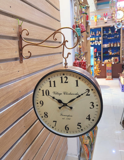 Railway Clock 12 inch dial double side clock with hanger Antique Copper color ( 12H * 12L * 6W ) inches