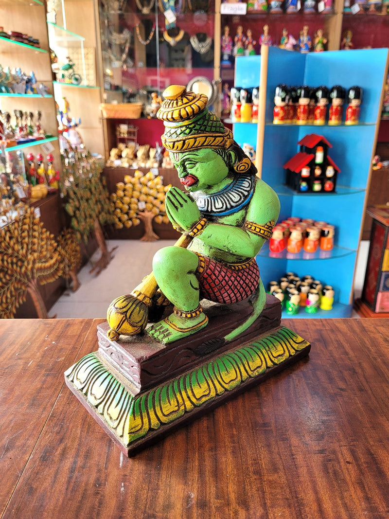 Ram Seetha Lakshmanan Hanuman Statue Set Pooja Idol Table Decor Mahogany Wood Carving Traditional Indian Handicrafts (18 H x 8.5 L x 3 W inches)