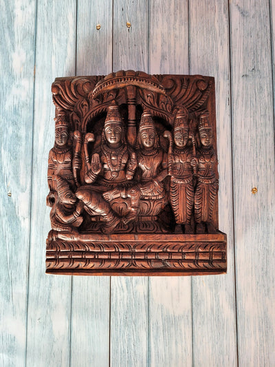Ram Seetha Special Wall Panel Frame Rosewood Colour Intricate Detailed Craftmanship Mahogany Wood Carving Traditional Indian Handicrafts (11.5 H x 10 L x 2.5 W inches)