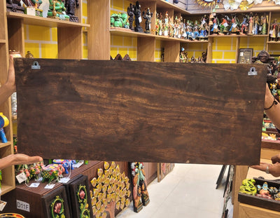 Lord Ranganathar With Namam Sangu Chakkaram & Annam Wooden Wall Panel  36.5 Inch Wall Hanging Mahogany Wood Carving Traditional Chettinad Indian Handicrafts (15H x 36.5L x 2W Inches)