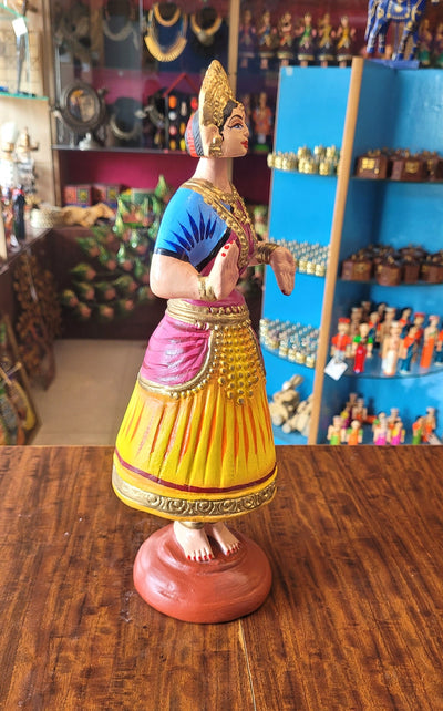 Rani Dancing Doll 13.5 "  Yellow With Pink Thalayatti Bommai show piece paper mache tanjore dancing dolls (13.5 H*4.5 L * 4 W) inches big