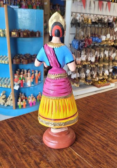 Rani Dancing Doll 13.5 "  Yellow With Pink Thalayatti Bommai show piece paper mache tanjore dancing dolls (13.5 H*4.5 L * 4 W) inches big