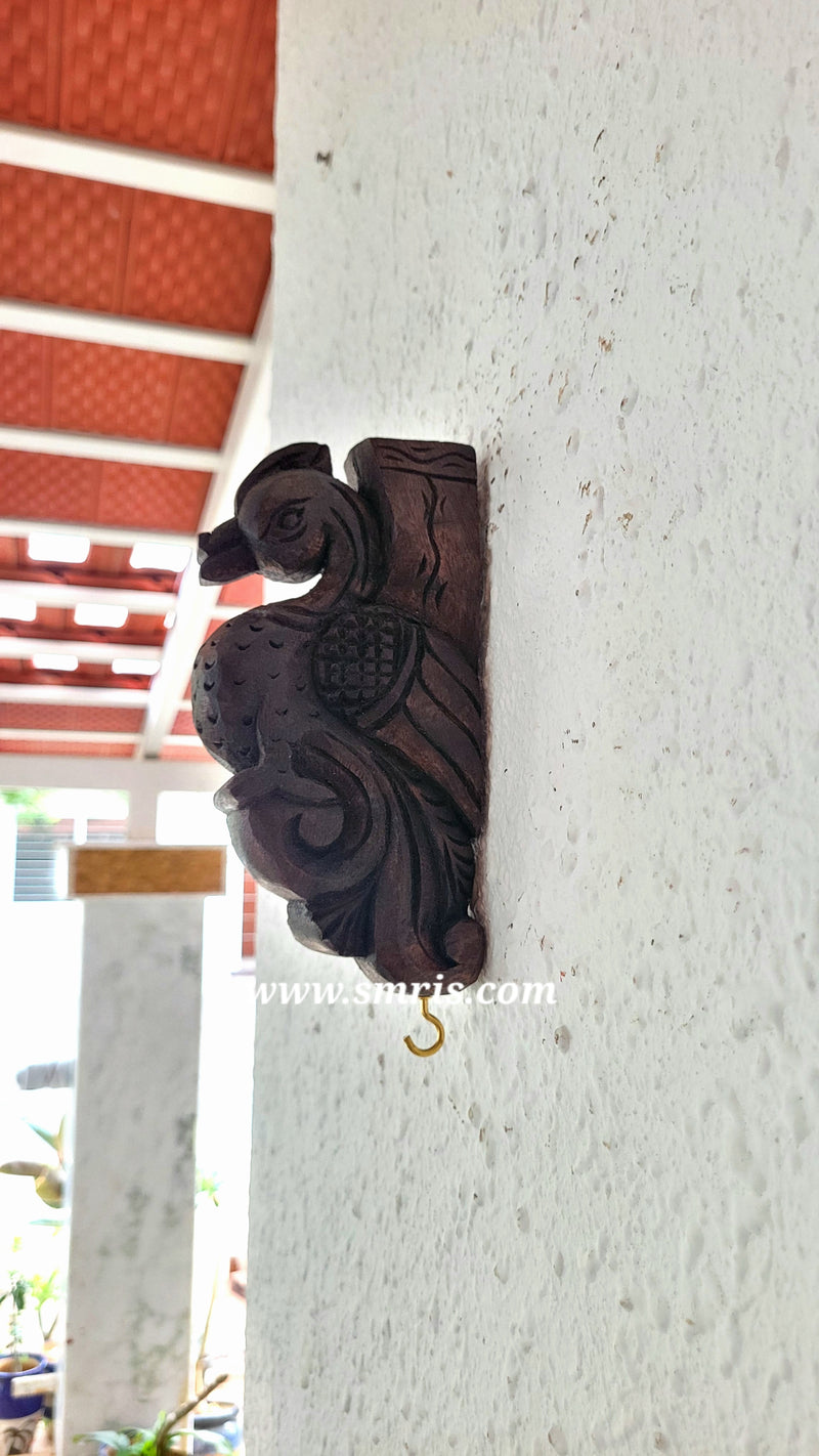 Small Annam / Swan Wall Bracket / Corbel Antiquie Natural Colour Wood Carving Wall Hanging Decor Indian Chettinad Handicraft Handcarved Chettinad South Indian Craft (7.5H x 3.8L x 1.4W Inches)