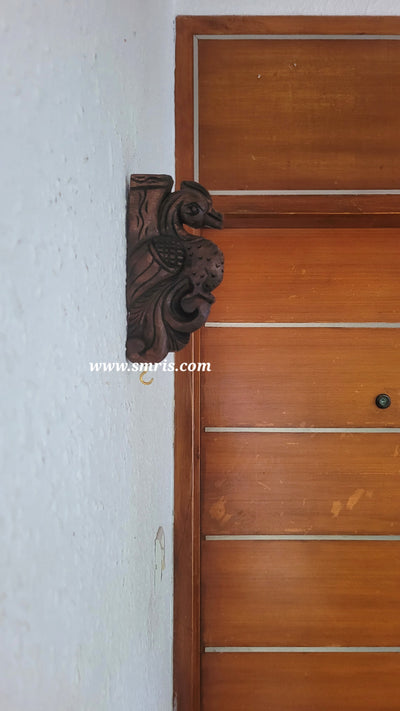 Small Annam / Swan Wall Bracket / Corbel Antiquie Natural Colour Wood Carving Wall Hanging Decor Indian Chettinad Handicraft Handcarved Chettinad South Indian Craft (7.5H x 3.8L x 1.4W Inches)