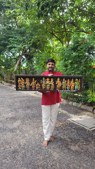 Srinivasa Kalyanam 4 Feet Wooden Wall Panel Frame Wall Hanging Mahogany Wood Carving Traditional Chettinad Indian Handicrafts Puja Room Decor House Warming Gifts (12H x 48L x 2W Inches)
