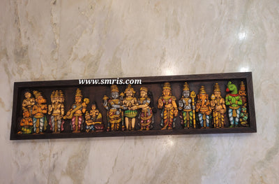 Srinivasa Kalyanam 4 Feet Wooden Wall Panel Frame Wall Hanging Mahogany Wood Carving Traditional Chettinad Indian Handicrafts Puja Room Decor House Warming Gifts (12H x 48L x 2W Inches)