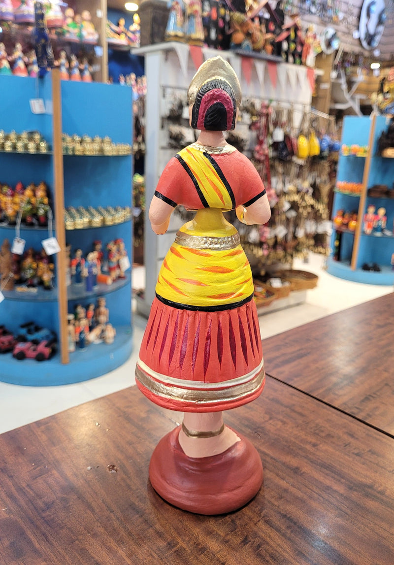 Tanjore dolls Thanjavur Thalayatti Bommai Star heart dancing Doll Paper Mache 11 inch H Red with Yellow & Red Handmade  golu dolls butta bomma (11H * 3L * 3W) inches
