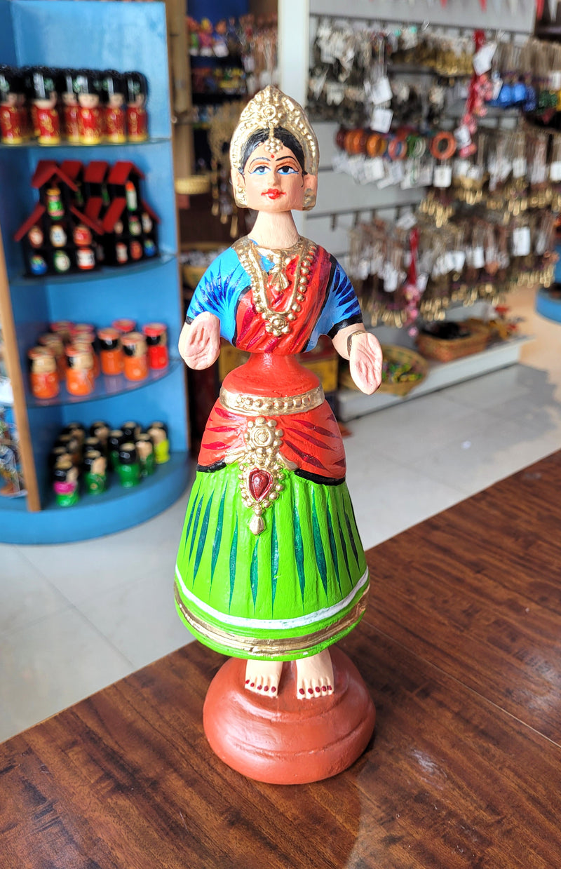 Star heart dancing Doll Paper Mache 11 inch H Blue with Orange Handmade Thanjavur Thalayatti Bommai Tamil Tradition