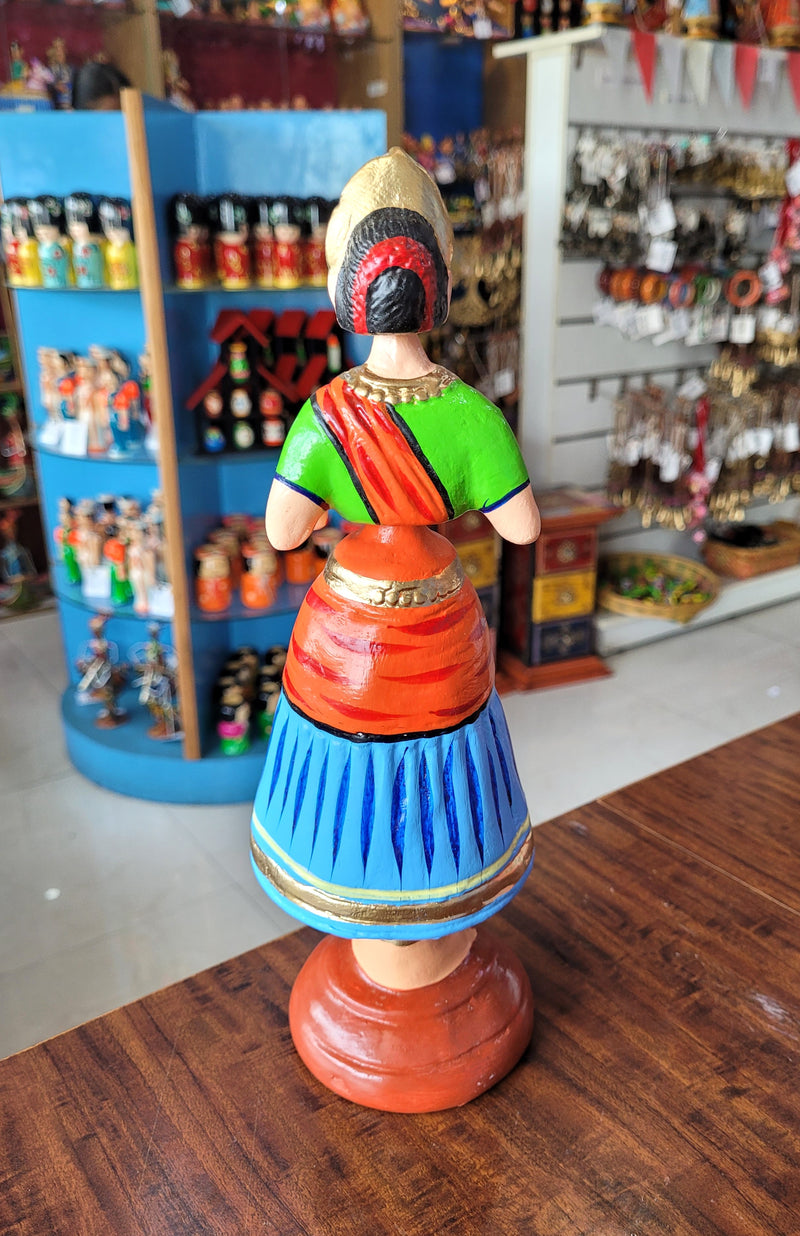 Tanjore dolls Thanjavur Thalayatti Bommai Star heart dancing Doll Paper Mache 11 inch H Blue with Red Handmade  golu dolls butta bomma (11H * 3L * 3W) inches