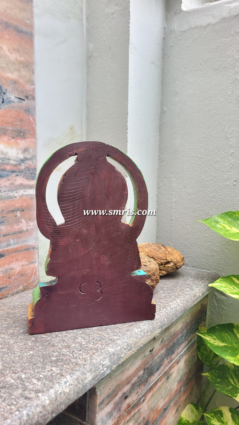 Hanuman Statue Sculpture Idol Green Colour Mahogany Wood Carving Table Decor Puja Room Traditional Chettinad Indian Handicrafts Puja Room Idol House Warming Gifts (9.5H x 6.7L x 3W Inches)