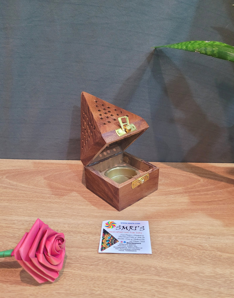 Wooden Doop cone cup Rose wood Pooja decor Return gifts for House warming and festival gifting Indian Handicrafts (5.5 H * 3 L * 3 W) Inches